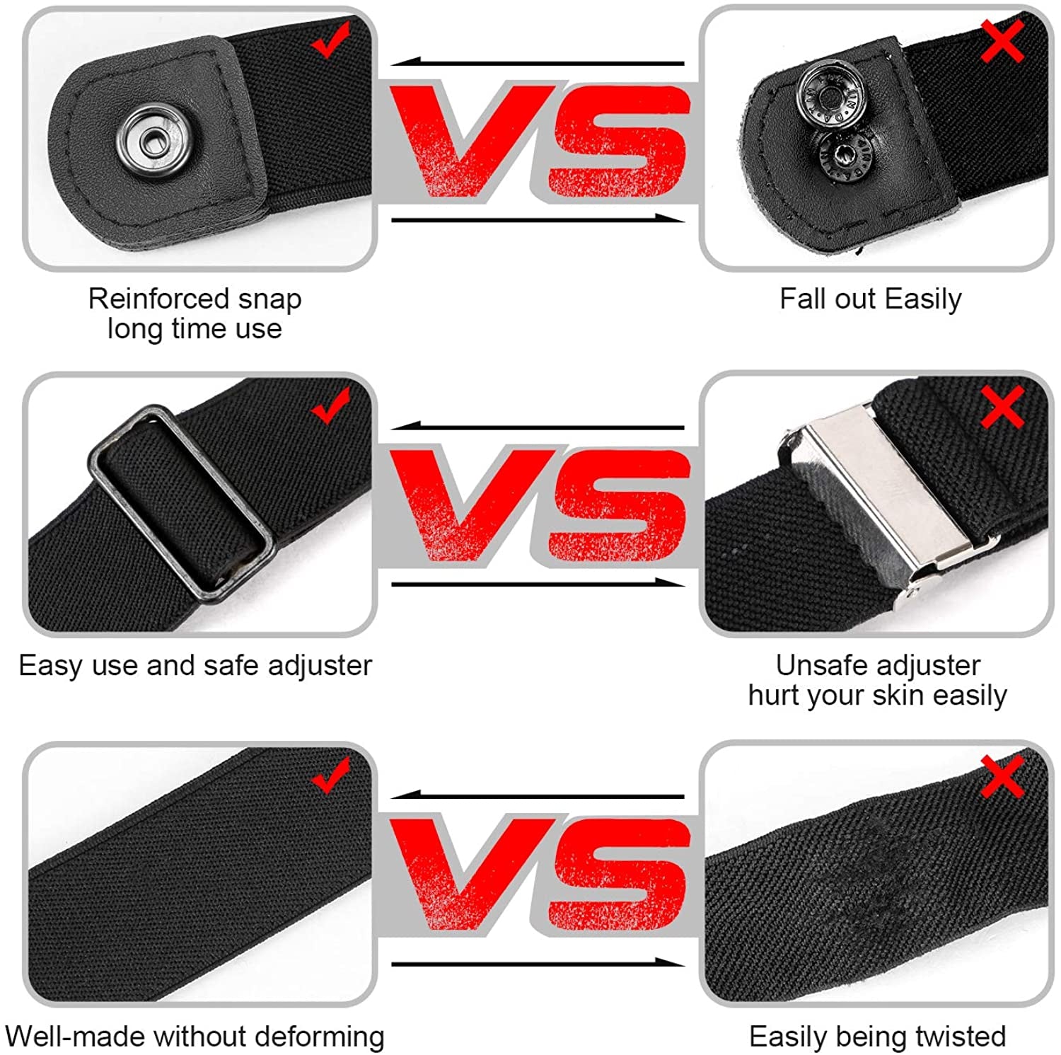 No Buckle Stretch No Show Belt for Men 1.38 Inches Wide, Buckless Invisible Elastic Belt for Jeans Pants by WHIPPY Apparel & Accessories > Clothing Accessories > Belts WHIPPY