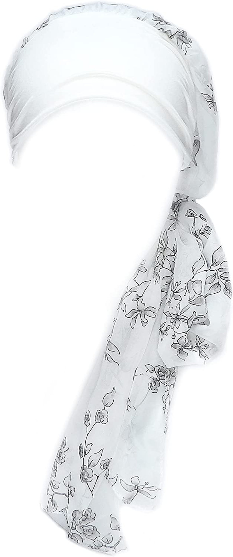 Headwear for Women Sleep Beanie Head Scarf for Bald Wraps Cancer Hats Turbans Apparel & Accessories > Clothing Accessories > Headwear Gragengs White Flower