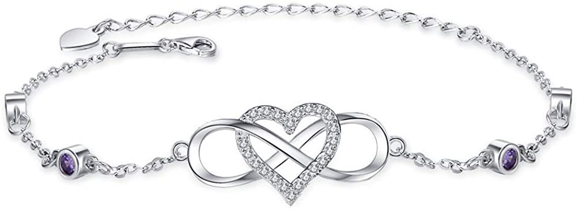 S925 Sterling Silver Ankle Bracelets for Women,Infinity Anklet with Heart Design Charm Jewelry,Gift for Women Mother Apparel & Accessories > Jewelry > Anklets Nieboa