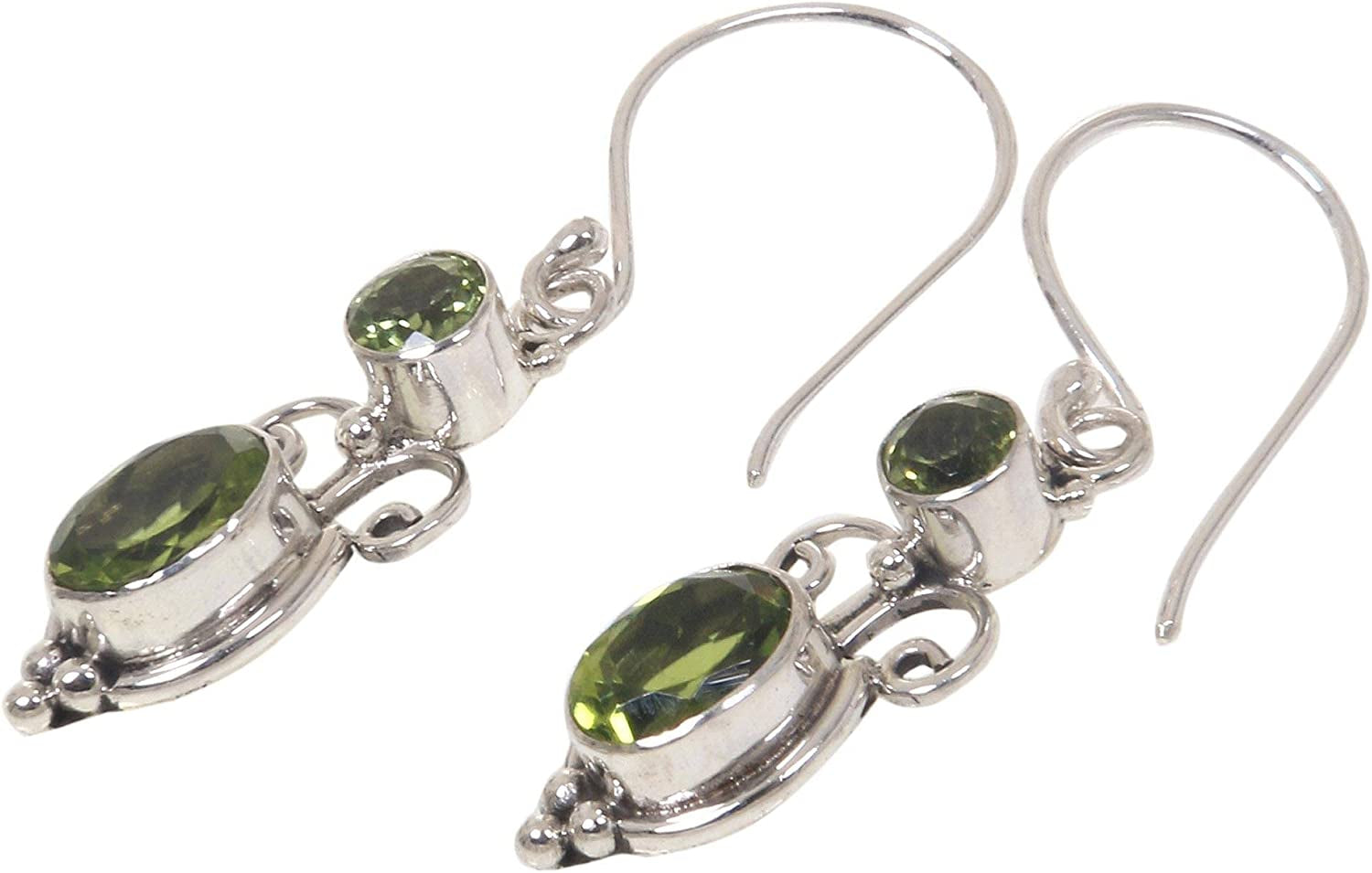 NOVICA Peridot and .925 Sterling Silver August Birthstone Dangle Earrings, Crown Princess' (1.1Cttw) Apparel & Accessories > Jewelry > Earrings NOVICA