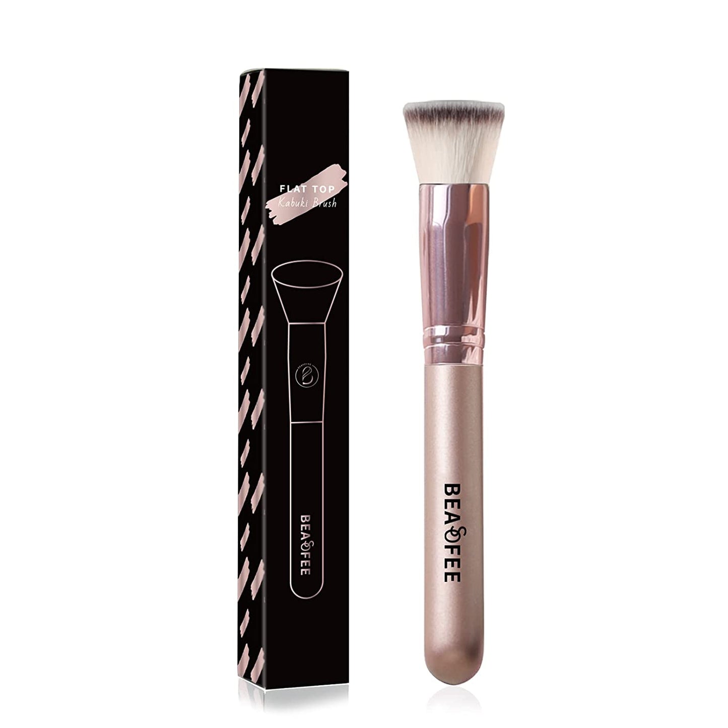Foundation Makeup Brush Flat Top Kabuki Foundation Brush for Liquid Cream Powder Makeup,The Big Fiber Bristles ,Stippling Buffing Blending Good Premium Face Makeup Brush Set Tools Rose Gold Health & Beauty > Personal Care > Cosmetics > Cosmetic Tools > Makeup Tools BEASOFEE 04 Small