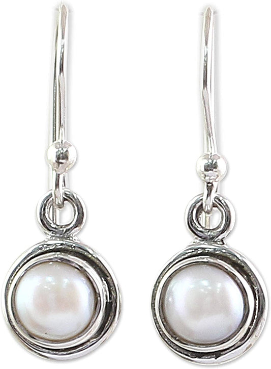 NOVICA Cream Cultured Freshwater Pearl .925 Silver Dangle Earrings, Purest Love' Apparel & Accessories > Jewelry > Earrings NOVICA