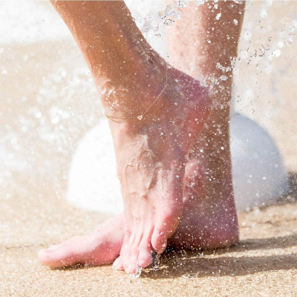 Ursteel Ankle Bracelets for Women, 14K Gold Plated Dainty Layered Heart Initial Anklets for Women Teen Girls Apparel & Accessories > Jewelry > Anklets Ursteel