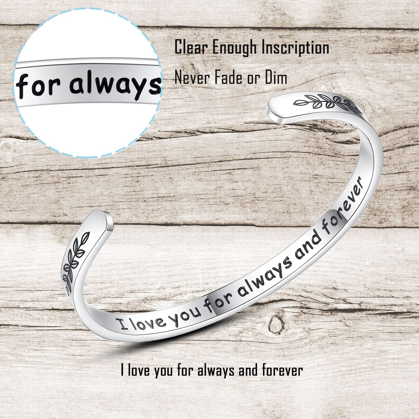 Aryahozel Motivational Cuff Bracelet for Women Girls, Personalized Jewelry Gifts for Her Daughter Mom Sister Niece Best Friends, Engraved Different Sayings Apparel & Accessories > Jewelry > Bracelets AryaHozel