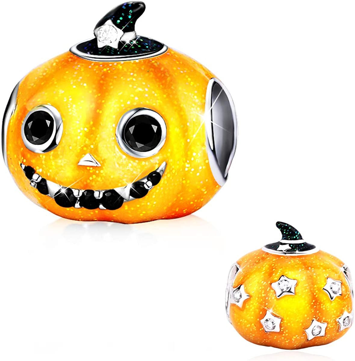 FOREVER QUEEN Halloween Skull Pumpkin Charms 925 Sterling Silver, the Light of Halloween Christmas Charms for Bracelet Necklace Best Halloween Jewelry Gifts for Women Apparel & Accessories > Jewelry > Bracelets FOREVER QUEEN Pumpkin