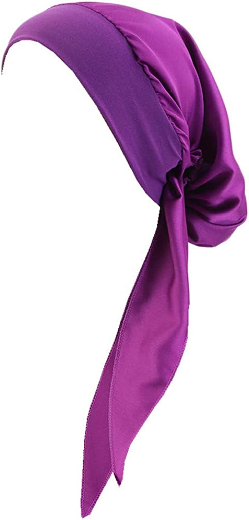 CCCHO Women Vintage Silky Turbans Bonnet Elastic Wide Band Multifunction Printing Hat Chemo Hair Loss Cap Apparel & Accessories > Clothing Accessories > Headwear CCCHO A3-purple