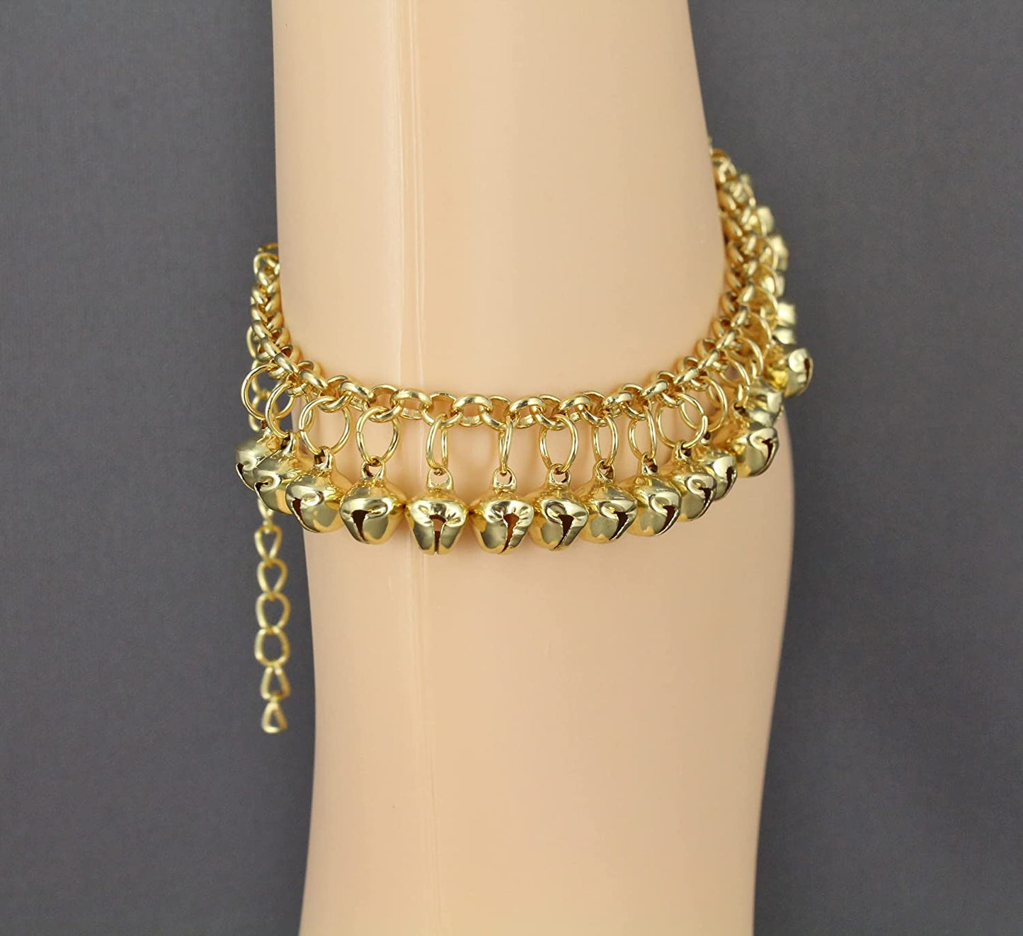 Gold Jingle Bells Adjustable Anklet Ankle Bracelet Belly Dancer 8-10 Inches Long Gold Bell Anklet Very Jingly Apparel & Accessories > Jewelry > Anklets Generic