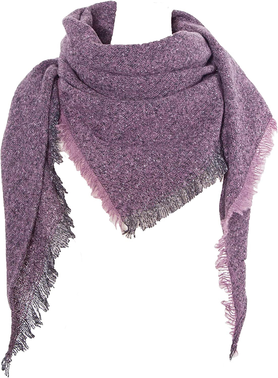 Wander Agio Womens Winter Scarfs Warm Scarf Half Shawls Triangle Scarves Stripe Plaid Apparel & Accessories > Clothing Accessories > Scarves & Shawls Wander Agio Pure Purple 16