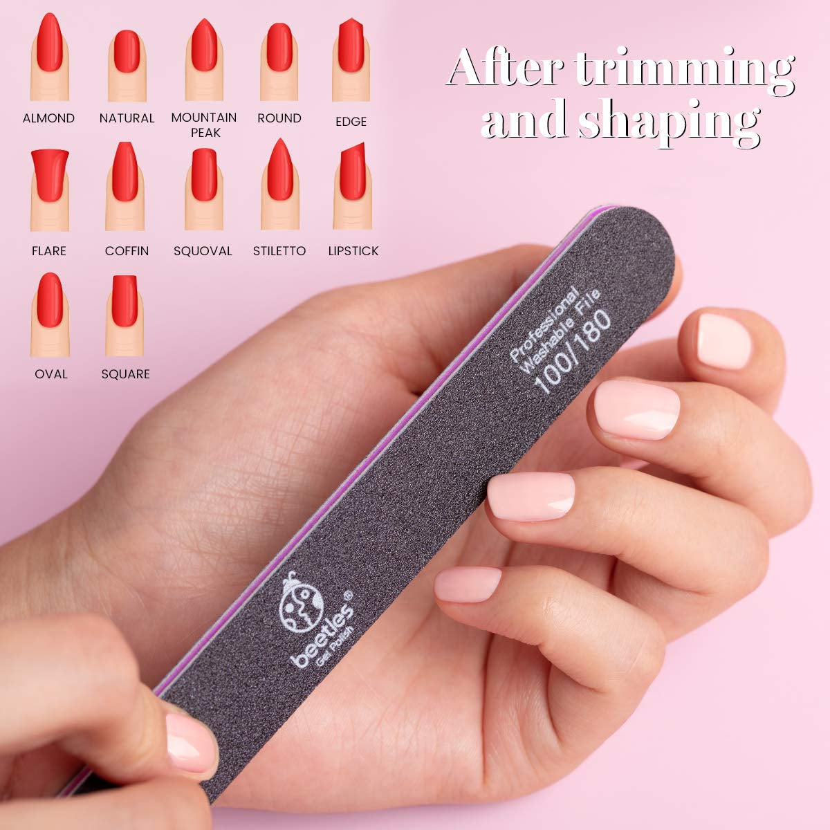 Beetles 10 PCS Professional Nail File Set, Double Sided Emery Board 100/180 Grit Nail Files Manicure Tools Kit for Home and Salon Use ,Acrylic False Nails Health & Beauty > Personal Care > Cosmetics > Cosmetic Tools > Nail Tools beetles Gel Polish