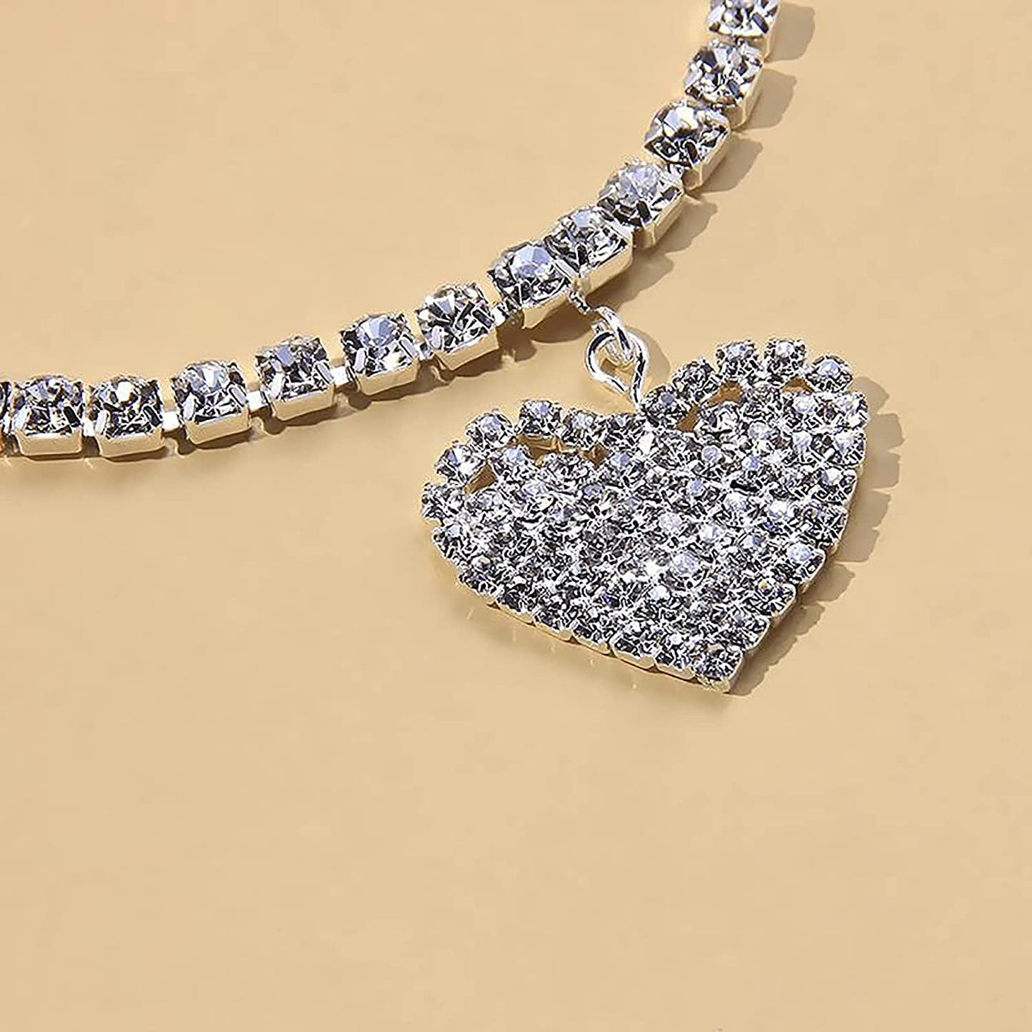 Silver Anklets for Women Dainty Zircon Tennis Ankle Bracelets Adjustable Rhinestones Heart Charm Anklet Beach Jewelry for Teen Girls Mom Birthday (Silver, One Size) Apparel & Accessories > Jewelry > Anklets Generic