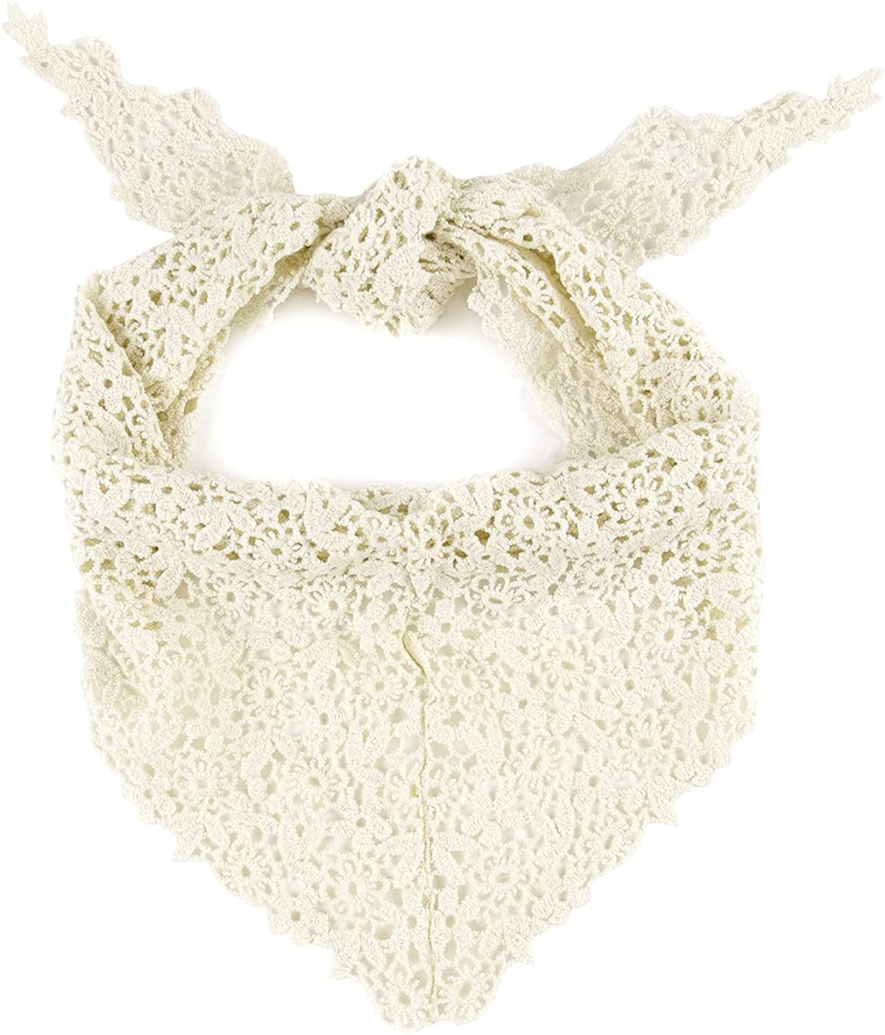GERINLY Elegant Lace Crochet Neck Scarf Solid Color Triangle Shoulder Wrap for Women Apparel & Accessories > Clothing Accessories > Headwear GERINLY White