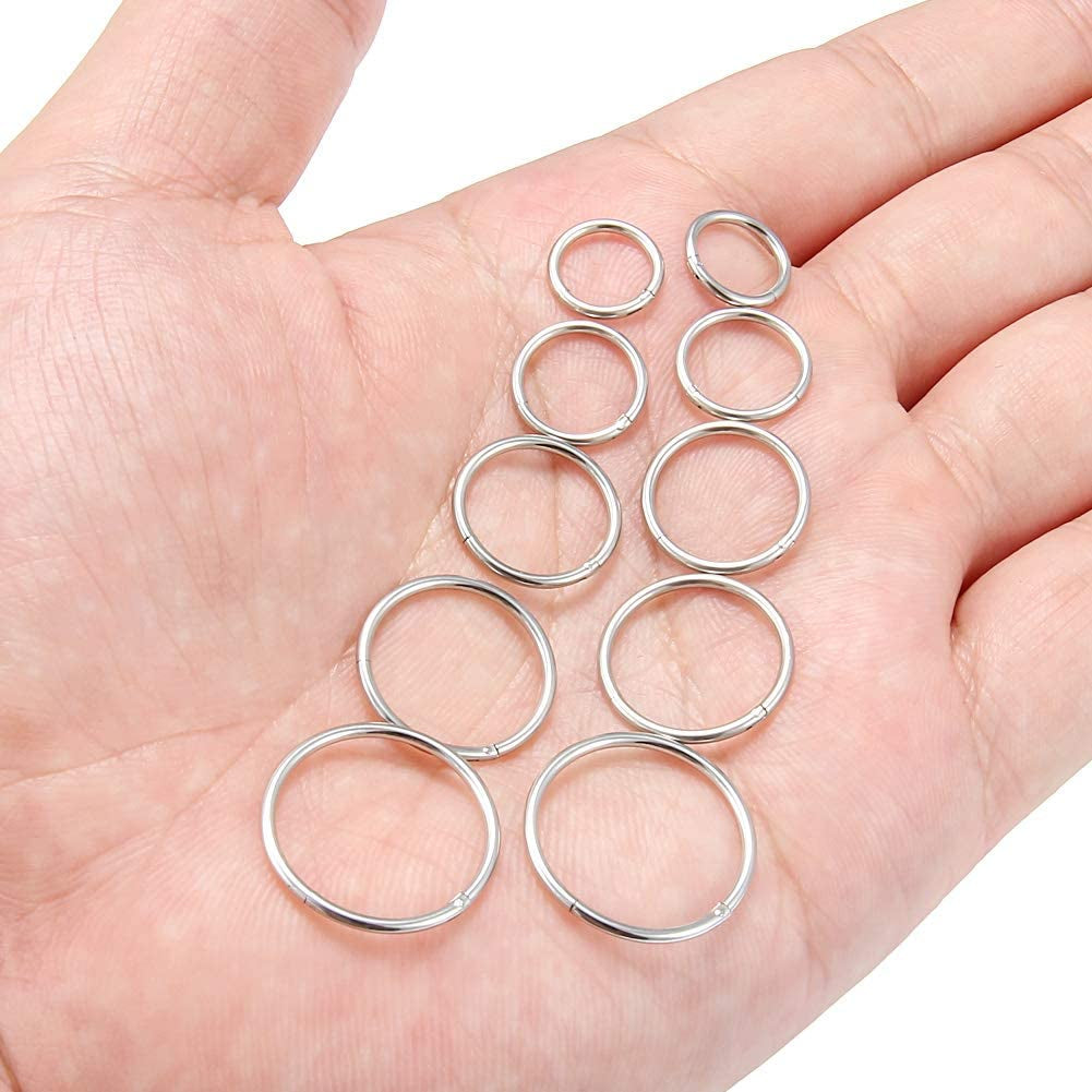 SCERRING 3-10PCS 16G Stainless Steel Hinged Clicker Segment Septum Nose Lip Ring Hoop Cartilage Tragus Sleeper Earrings Body Piercing Jewelry 8Mm 10Mm 12Mm 14Mm 16Mm Apparel & Accessories > Jewelry > Rings SCERRING