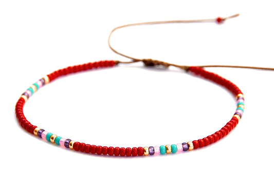 Beaded Anklet for Women, Boho Bohemian Native American Hippie Style, Unique Colorful Waterproof Beach Anklet, Handmade by Tribes Apparel & Accessories > Jewelry > Anklets Tribes by Sara K