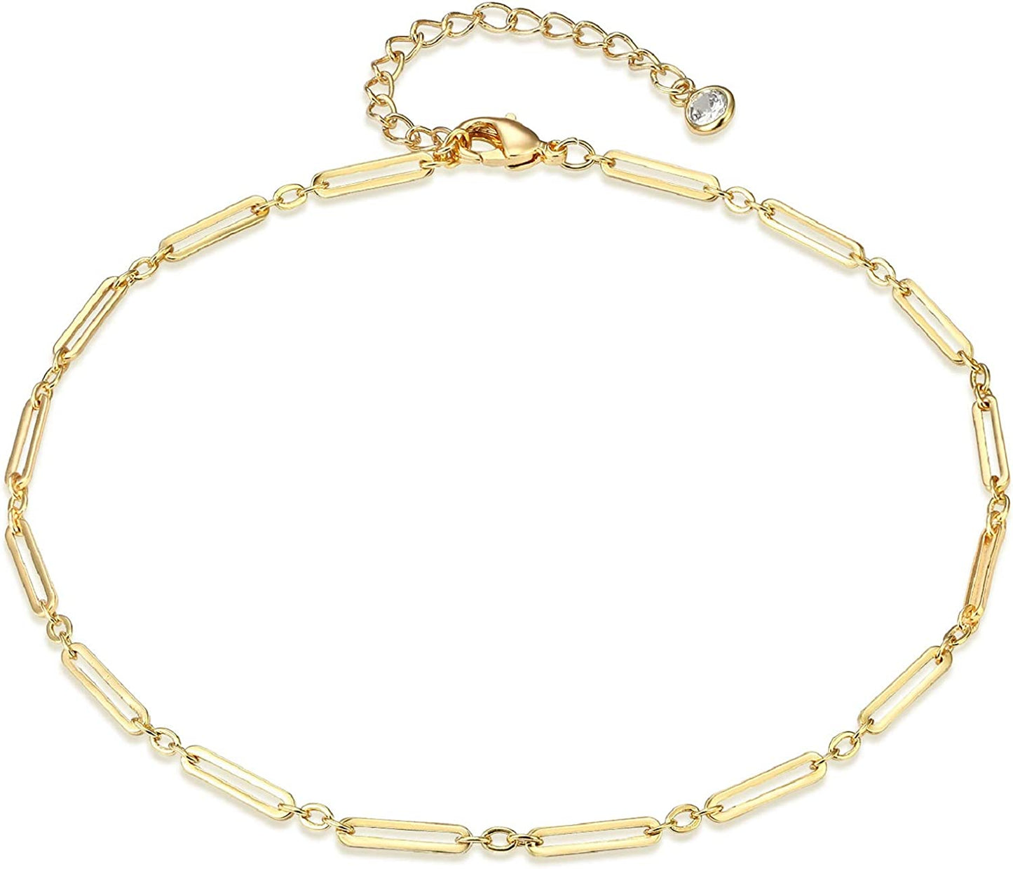 LOYATA Dainty Ankle Bracelet,14K Gold Plated Tiny Bead Anklet Dainty White Cubic Zirconia Cross Tassel Foot Chain Cute Lucky Moon Evil Eye Foot Jewelry Boho Anklets for Women Apparel & Accessories > Jewelry > Anklets LOYATA Chain