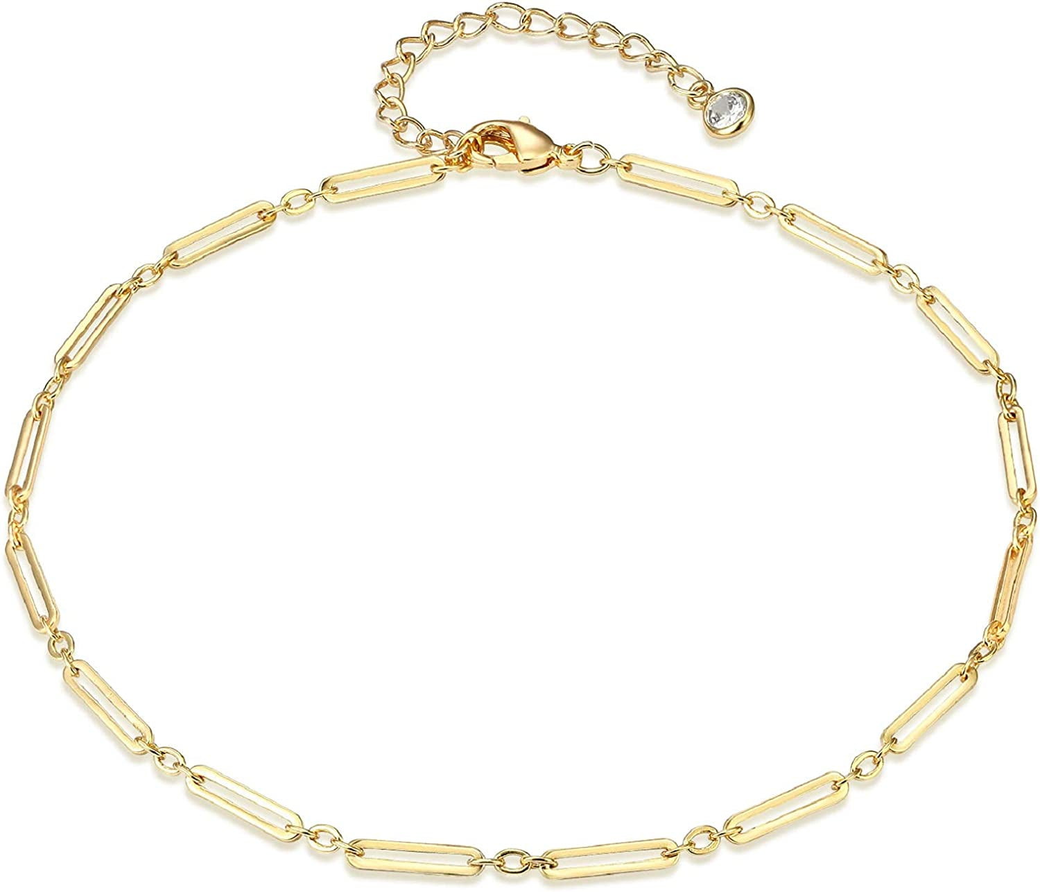 LOYATA Dainty Ankle Bracelet,14K Gold Plated Tiny Bead Anklet Dainty White Cubic Zirconia Cross Tassel Foot Chain Cute Lucky Moon Evil Eye Foot Jewelry Boho Anklets for Women Apparel & Accessories > Jewelry > Anklets LOYATA Chain