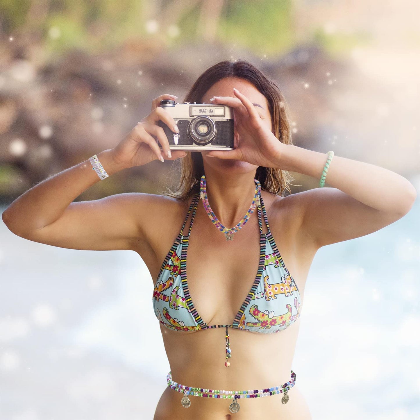Taouzi 27.5-50Inch Waist Beads for Women plus Size Colorful Beaded Body Chain Elastic String Waist Chain Beach Bikini Belly Chains Sexy Body Jewelry for Women Girls 12Pcs Apparel & Accessories > Jewelry > Body Jewelry Taouzi