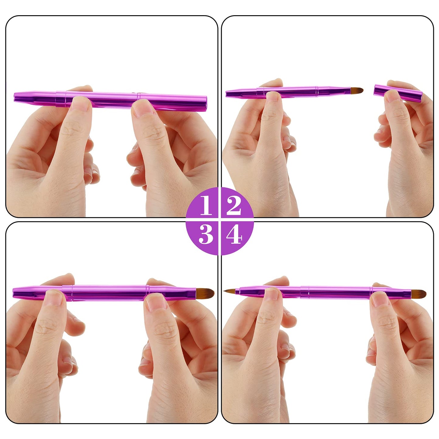 Dual End Lip Brush Concealer Brushes 3 Pieces Retractable Lipstick Eyeshadow Foundation Makeup Brush Tool Applicators Set (Gold, Purple, Bright Pink) Health & Beauty > Personal Care > Cosmetics > Cosmetic Tools > Makeup Tools TOODOO