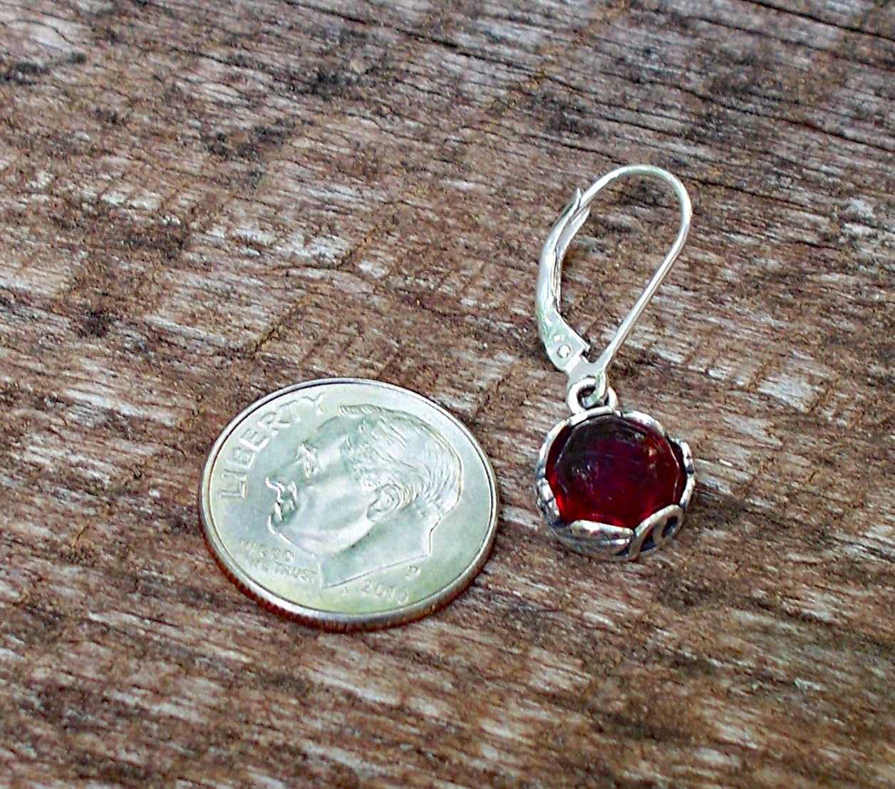Recycled Vintage 1940'S Red Beer Bottle Sterling Silver Botanical Leverback Earrings Apparel & Accessories > Jewelry > Earrings Bottled Up Designs