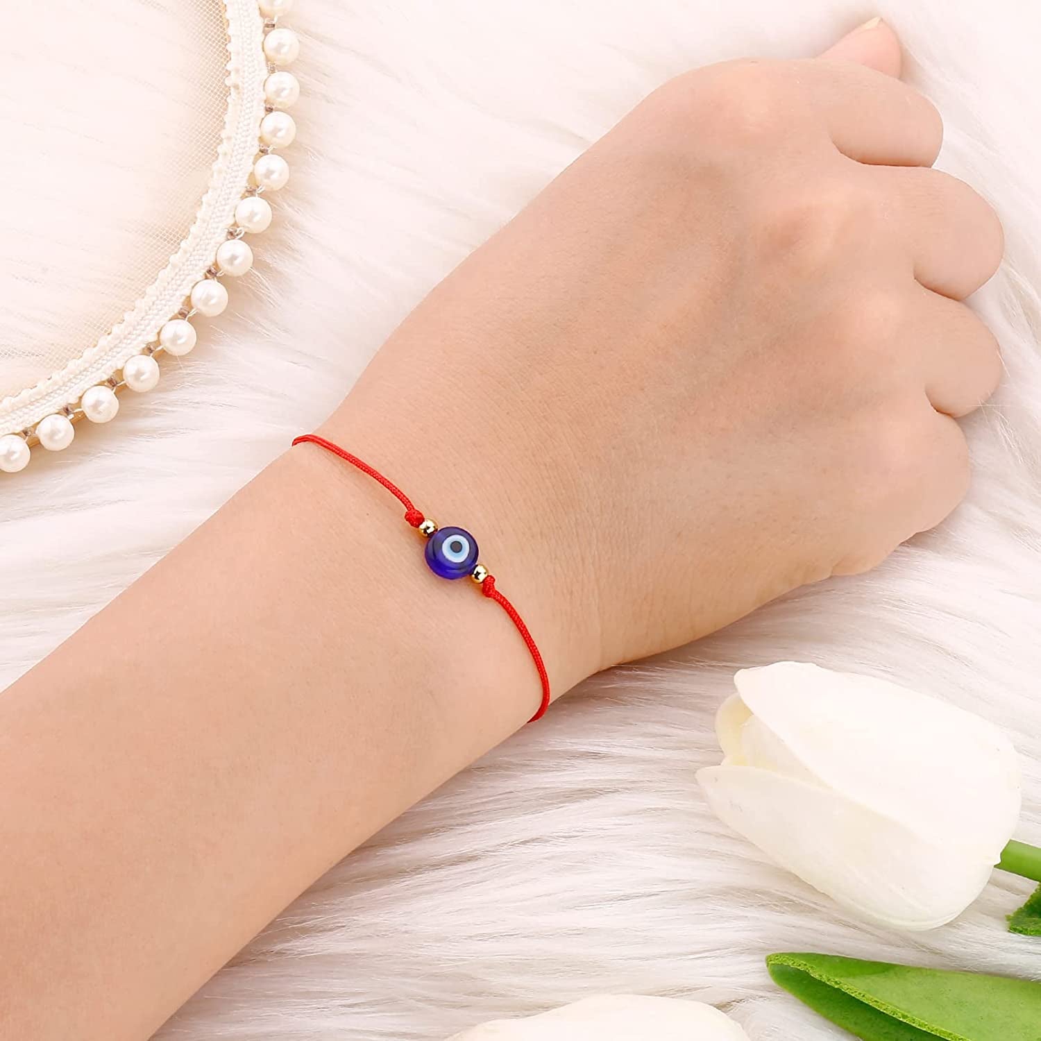 Hand Made 12Pcs Evil Eye Bracelets Pack Bulk Set Women Men Evil Eye Anklet Jewelry Protection Braclet Black Red String Boys&Girls Apparel & Accessories > Jewelry > Anklets SUMMER LOVE