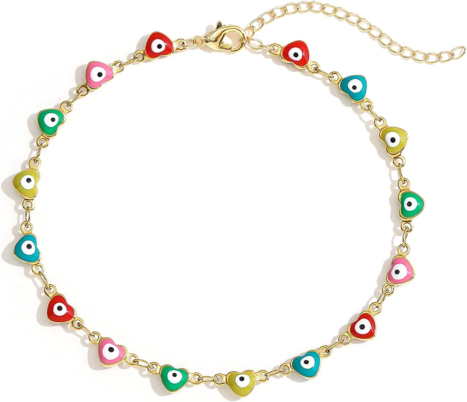 SLOONG Evil Eye Anklet Bracelet for Women Girls 14K Gold Plated Beach Foot Anklet Bracelet Summer Jewelry Beads Anklet Set, Adjustabe Size Apparel & Accessories > Jewelry > Anklets SLOONG Heart