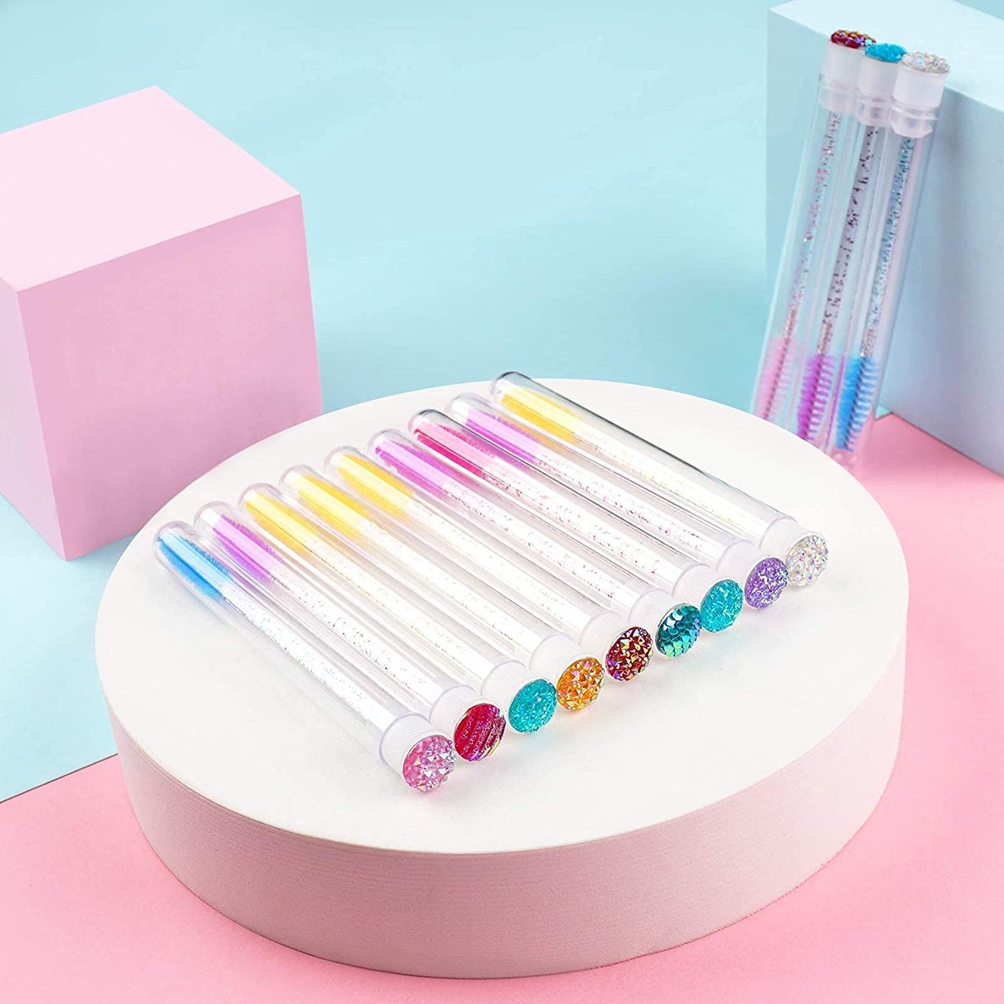 I-Laesh 50 Pcs Lash Brush Eyelash Brushes for Eyelash Extensions Spoolies Cleaning Mascara Wands Tube Diamond Disposable Makeup Tool Applicator Set Sanitary Extension Supplies (Assorted Color) Health & Beauty > Personal Care > Cosmetics > Cosmetic Tools > Makeup Tools i-laesh