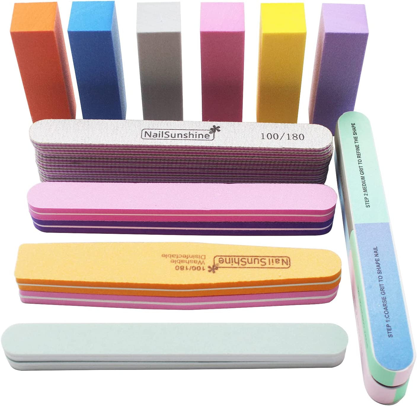Nail Files and Buffers, 24 Pieces Manicure Tools Kit, Rectangular Nail Buffer Block and 100/180 & 80/100 Grit Nail File, 7 Way Nail File & Nail Polishing Buffer for Nail Care Health & Beauty > Personal Care > Cosmetics > Cosmetic Tools > Nail Tools Ourart