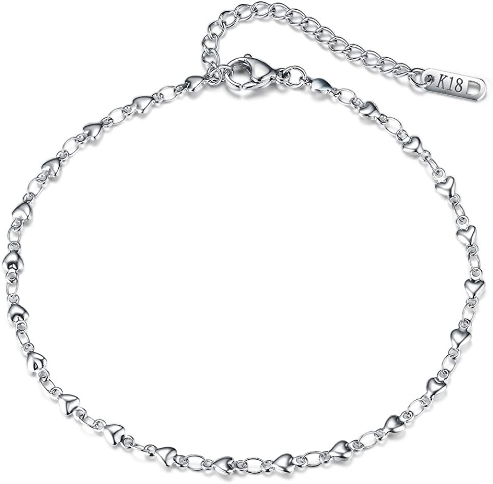 Hoduar Stainless Steel Anklet for Women, Non-Fading Dainty Heart Ankle Bracelets Foot Chain Jewelry for Women Apparel & Accessories > Jewelry > Anklets hoduar