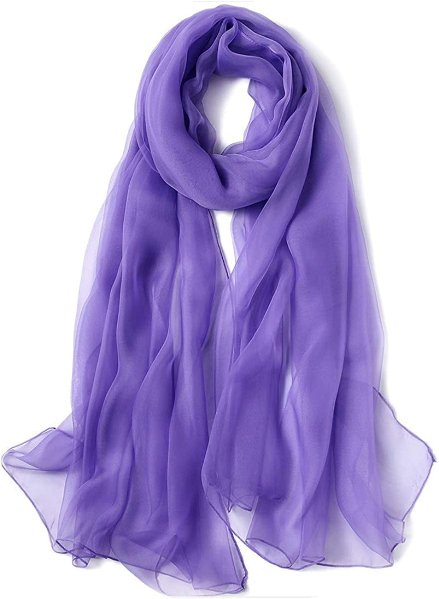 K-Elewon Solid Color Silk Scarf Fashion Scarves Wrap Long Lightweight Shawls for Women Apparel & Accessories > Clothing Accessories > Scarves & Shawls K-Elewon Purple