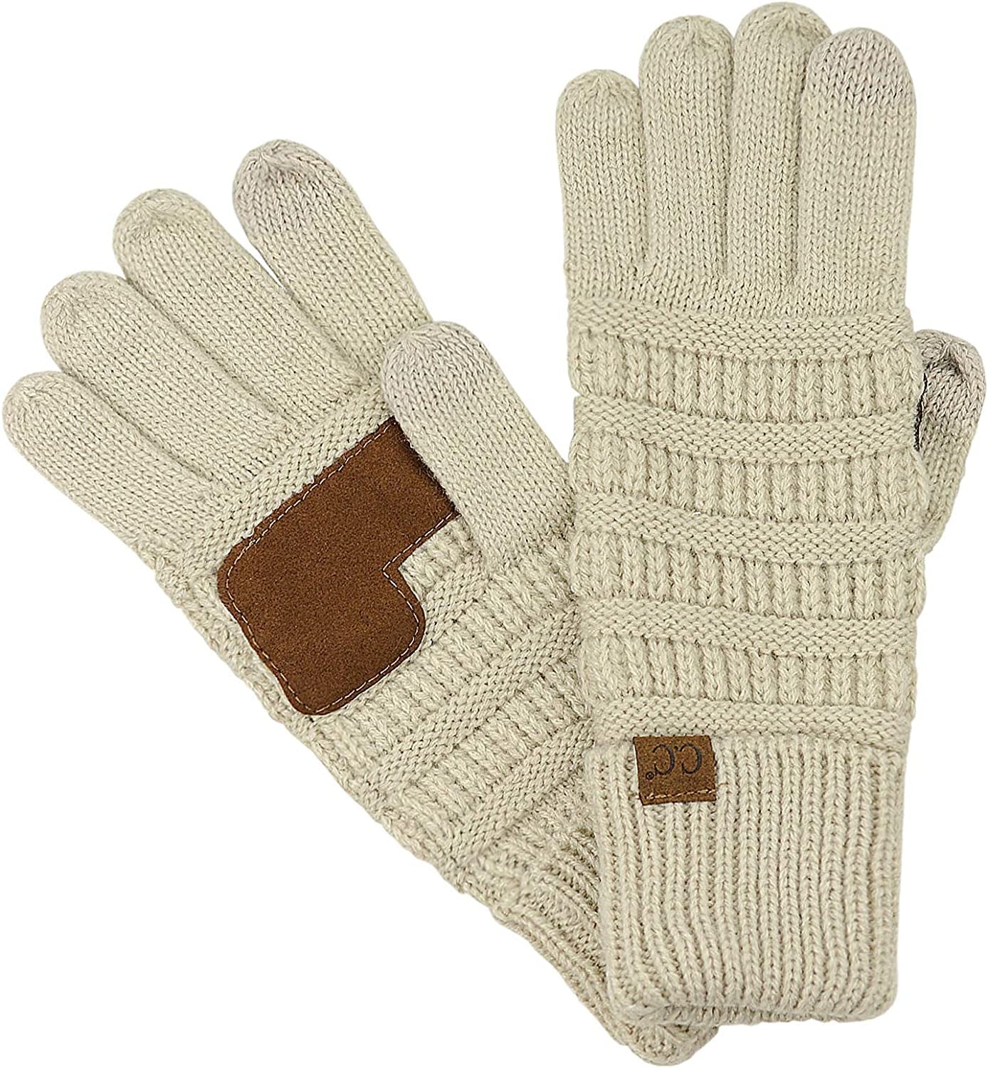 C.C Unisex Cable Knit Inner Lined Anti-Slip Touchscreen Texting Gloves Apparel & Accessories > Clothing Accessories > Gloves & Mittens C.C Beige