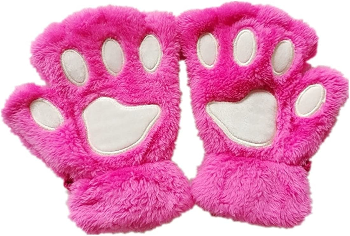 Mizhome Cat Bear Plush Claw Paw Mitten Soft Winter Gloves Costume Apparel & Accessories > Clothing Accessories > Gloves & Mittens MizHome Rose Red