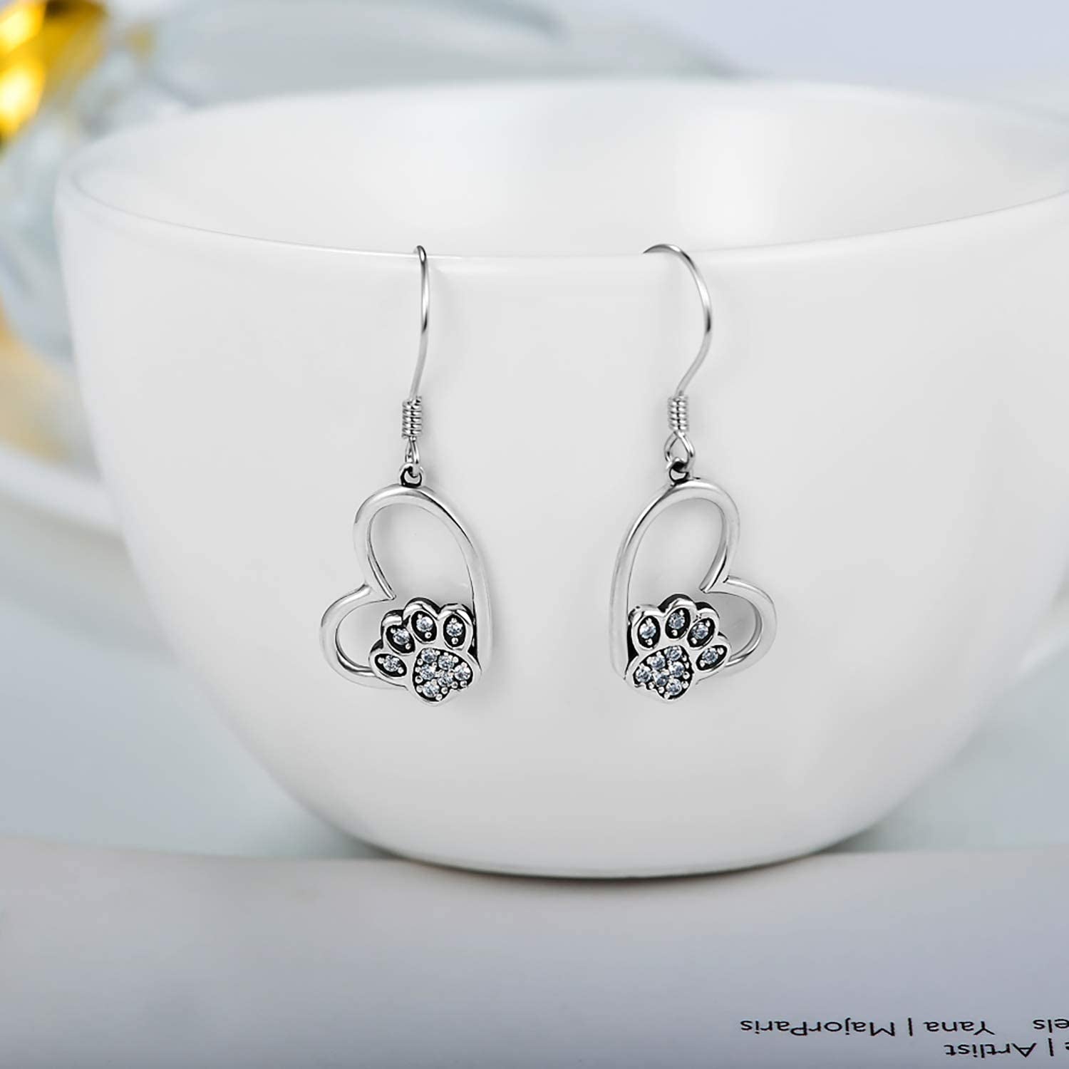 POPKIMI Christmas Gifts Dangle Earrings Frog/Wolf/Dragonfly/Dog Cat Pet Paw Print/Hummingbird /Sea Turtle/Sloth Dangle Drop Hook Earrings Opal Crystal Sterling Silver Cute Animal Dangle Earrings Animal Jewelry Birthday Christmas Gift Apparel & Accessories > Jewelry > Earrings POPKIMI