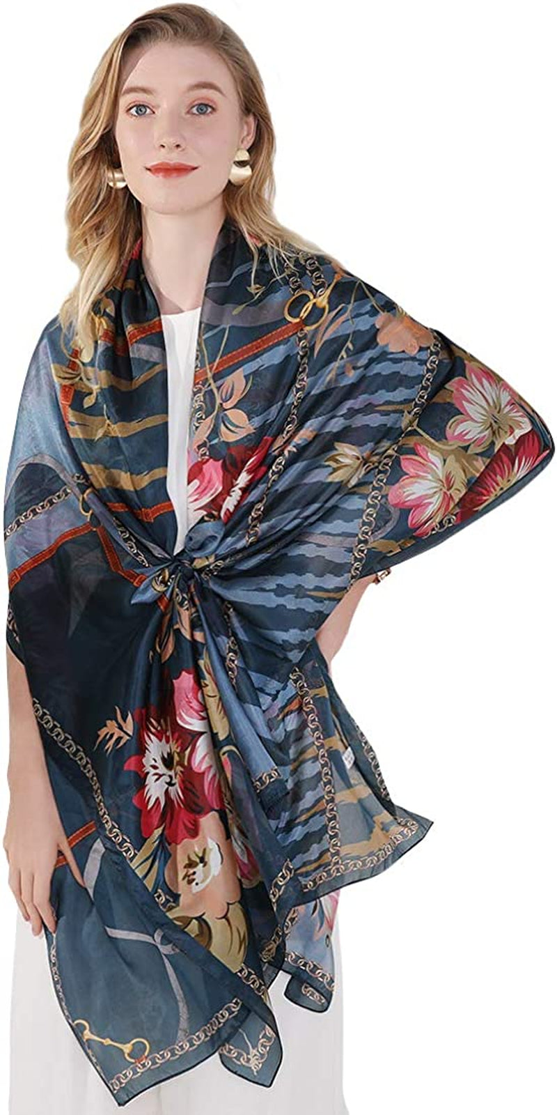 DANA XU Women'S Mulberry Satin Silk Fashion Summer Shawls Large Size Floral Scarf Oversize Soft Wraps for Evening Dresses Apparel & Accessories > Clothing Accessories > Scarves & Shawls DANA XU 12 Multicolor