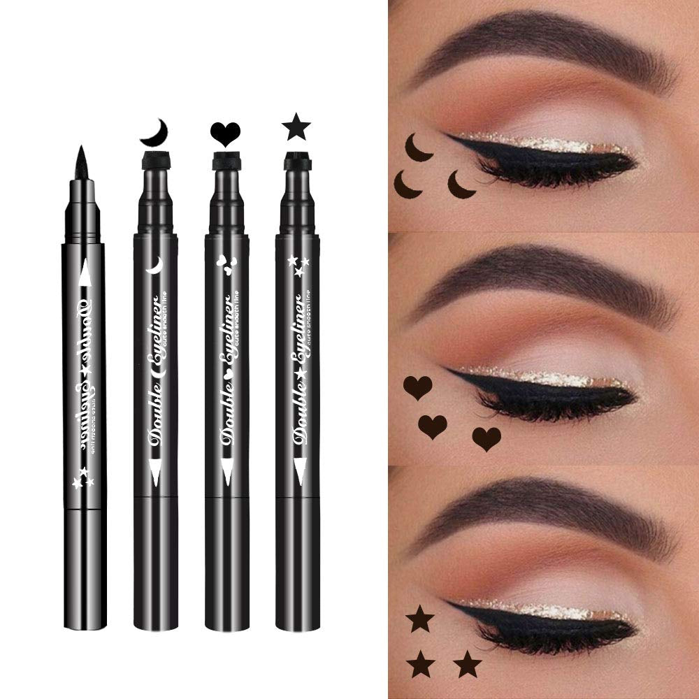 Ownest 3 Pcs Double-Sided Liquid Eyeliner Pen,With Eye Makeup Stamp Super Slim Gel Felt Tip High Black Pigment,Waterproof Smudgeproof Long Lasting Eyeliner Eye Tattoo Makeup Tool-Heart,Star,Moon Health & Beauty > Personal Care > Cosmetics > Cosmetic Tools > Makeup Tools Ownest