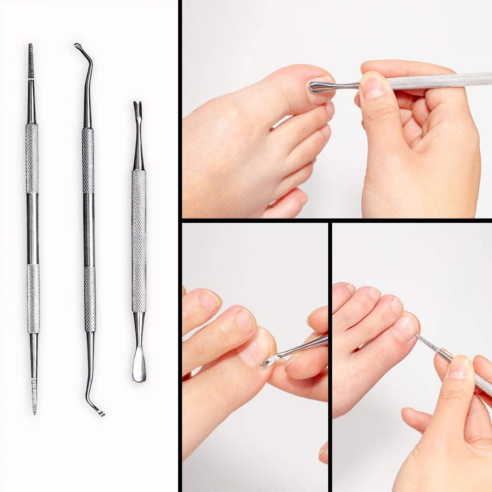 Ingrown Toenail Tool Kit, 3 Pack Stainless Steel Double Sided Pedicure Nail File Lifter Spoon Nail Pusher Cleaner Professional Pedicure Tools Health & Beauty > Personal Care > Cosmetics > Cosmetic Tools > Nail Tools Binzhiruosong