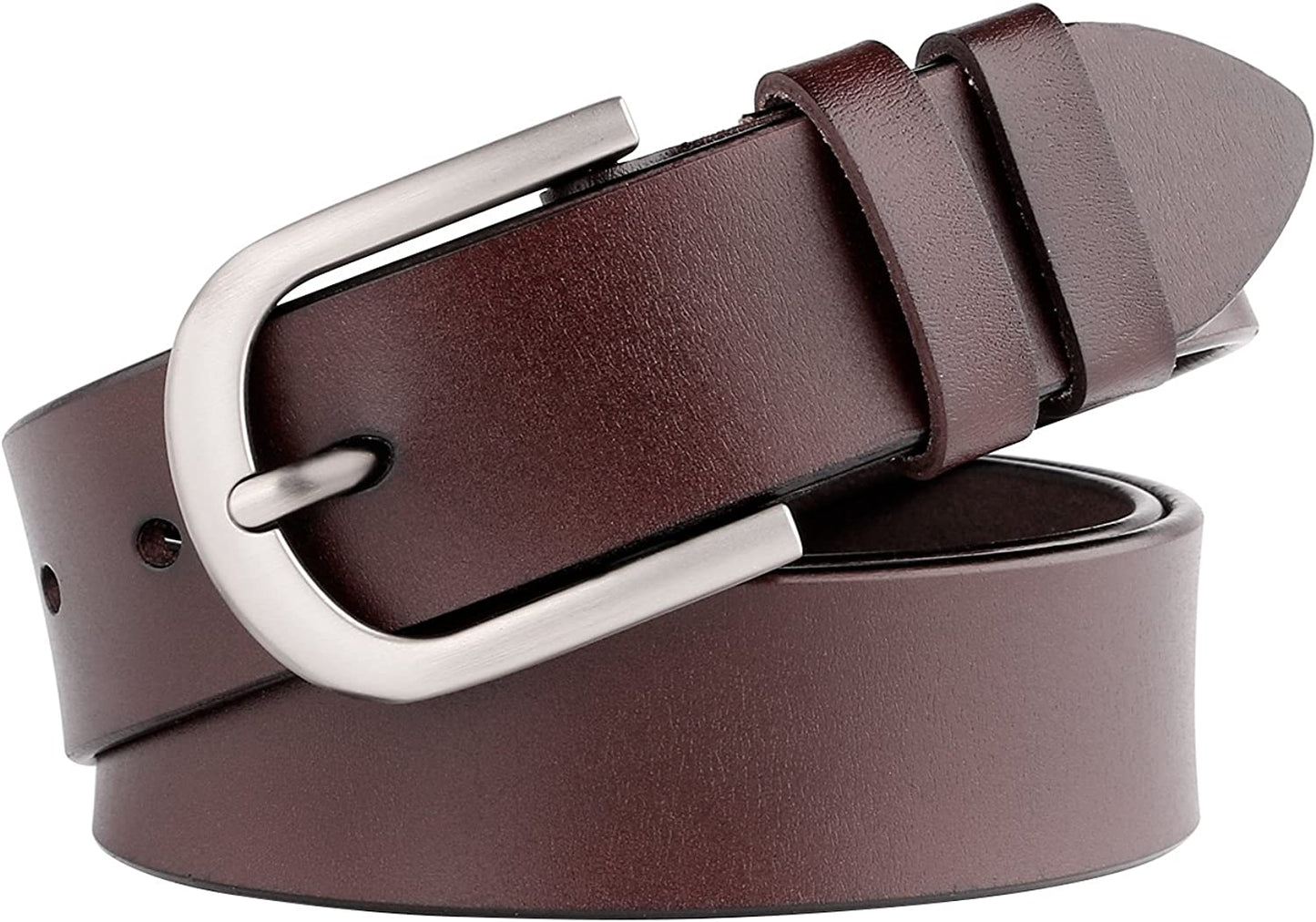 Women Leather Belt for Jeans Pants Dresses Black Ladies Waist Belt with Pin Buckle by WHIPPY Apparel & Accessories > Clothing Accessories > Belts WHIPPY 02-coffee M: Fit for Waist Size 31"-36"