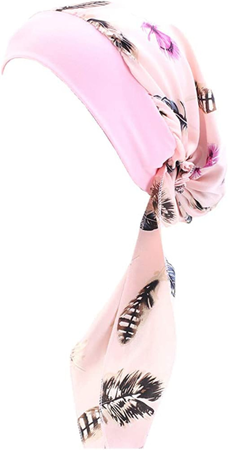CCCHO Women Vintage Silky Turbans Bonnet Elastic Wide Band Multifunction Printing Hat Chemo Hair Loss Cap Apparel & Accessories > Clothing Accessories > Headwear CCCHO Pink001