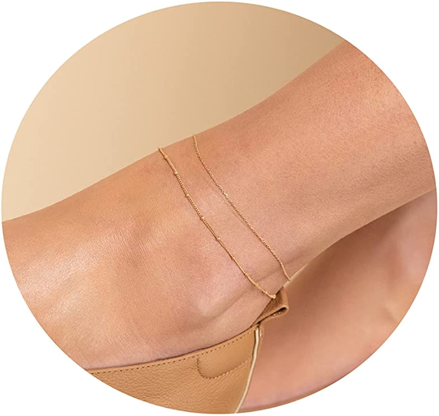 Pencros Dainty Layered Anklet,14K Gold Filled Cute Beads Satellite Chain Heart Boho Adjustable Anklets for Women Teen Girls Apparel & Accessories > Jewelry > Anklets Pencros Layer-Satellite Chain