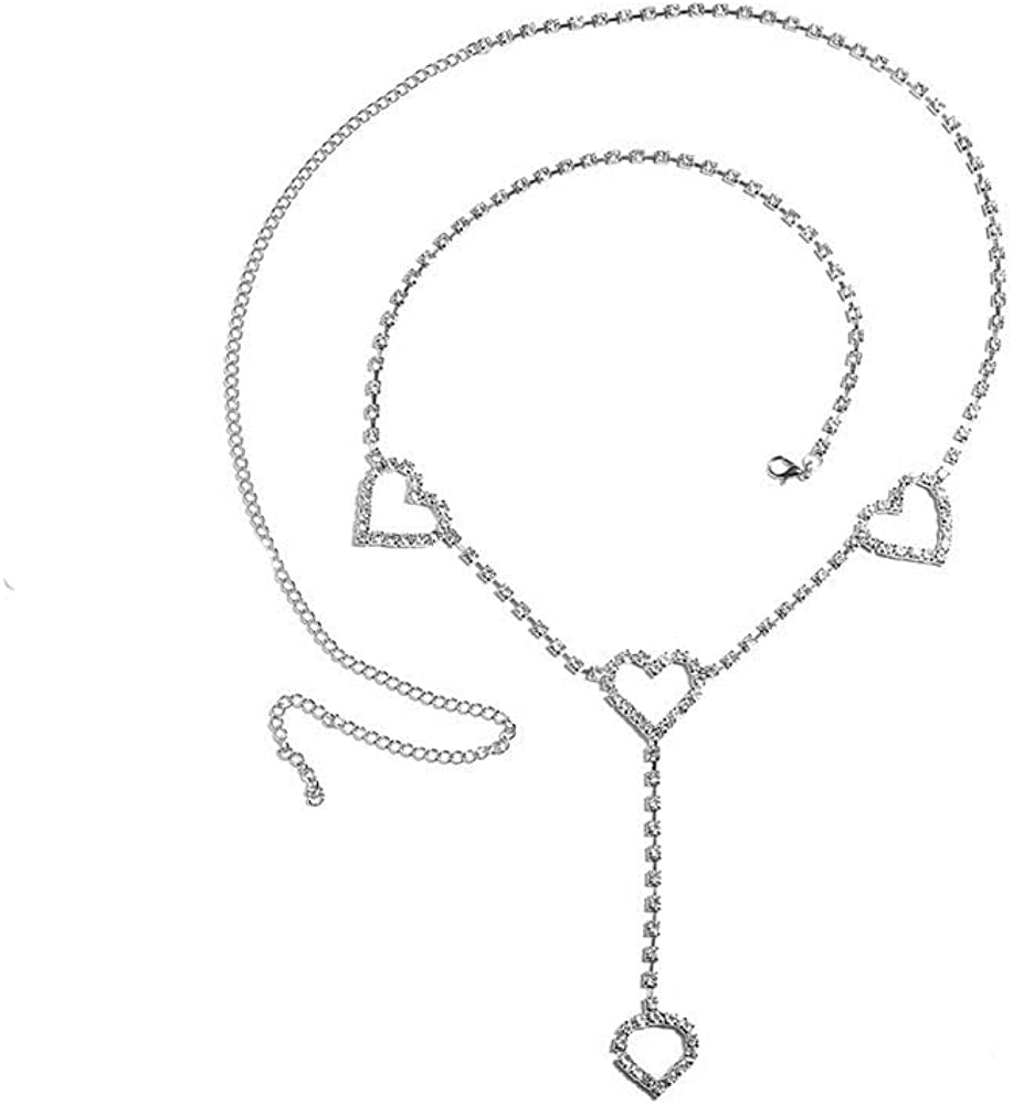 Rhinestone Waist Chains Belt Pendant Love Body Chain Heart Waist Body Chain Belly Jewelry for Women and Girls (6542) Apparel & Accessories > Jewelry > Body Jewelry Generic