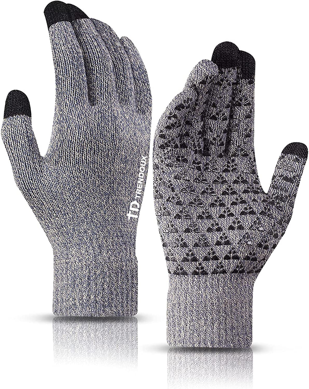 TRENDOUX Winter Gloves for Men Women - Upgraded Touch Screen Anti-Slip Silicone Gel - Elastic Cuff - Thermal Soft Knit Lining Apparel & Accessories > Clothing Accessories > Gloves & Mittens TRENDOUX Light Gray X-Large