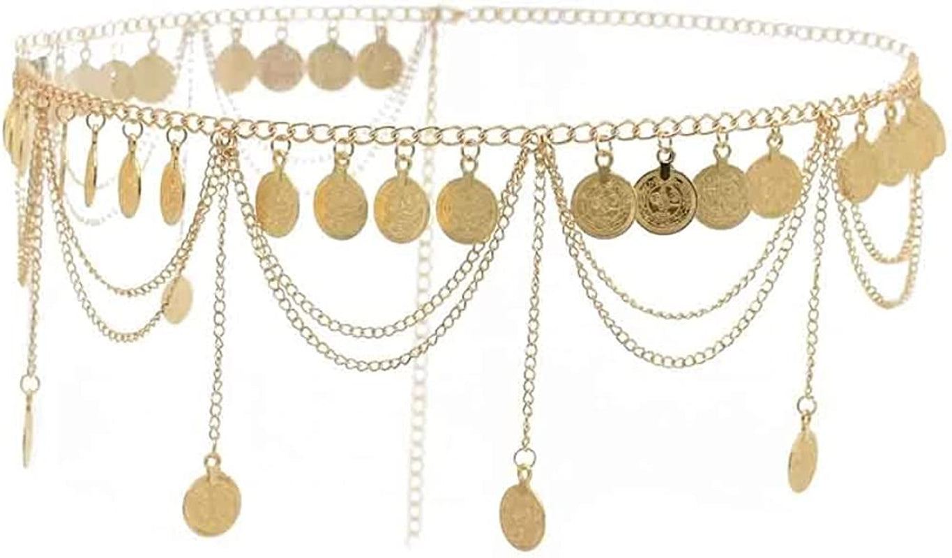 Idealway Vintage Waist Chain Hollow Carving Rhinestone Crystal Body Chain Summer Beach Body Waist Chain Jewelry Apparel & Accessories > Jewelry > Body Jewelry idealway New Gold A