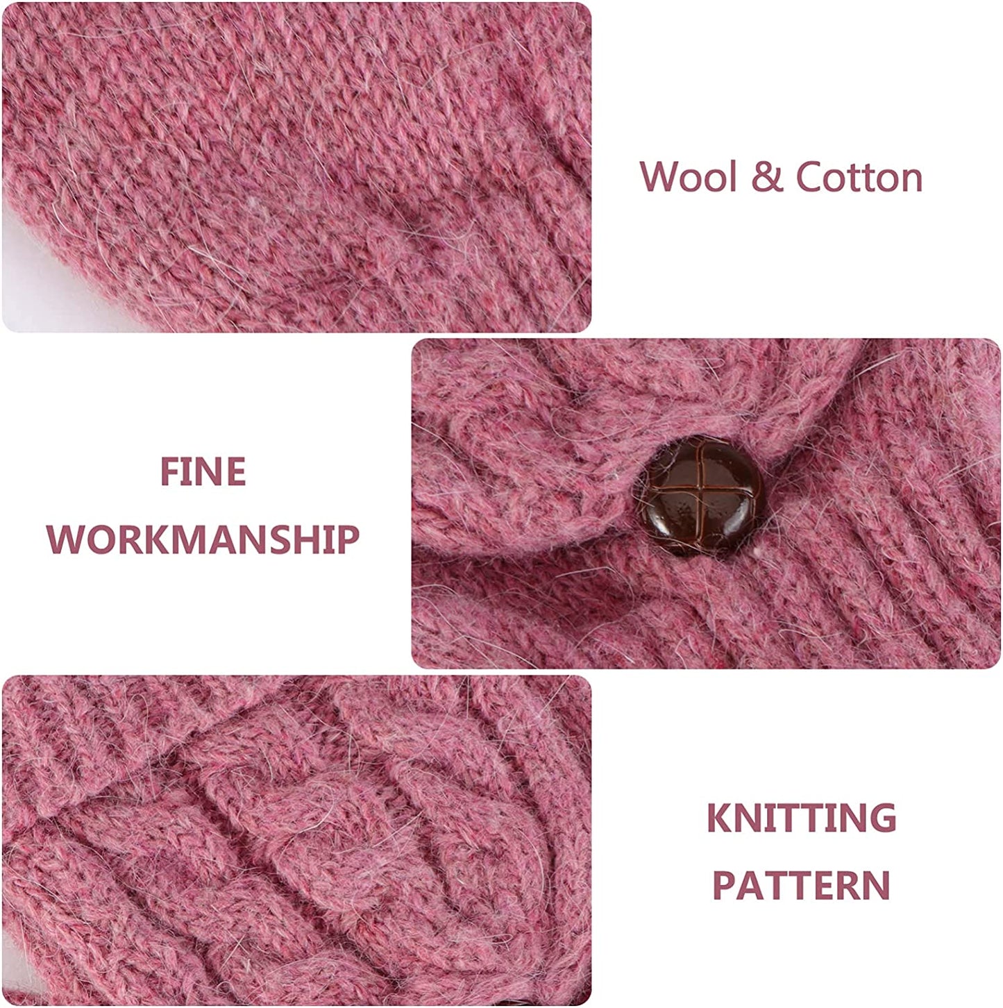 UEETEK Women Winter Warm Wool Knitted Convertible Fingerless Gloves with Mitten Cover (Brown) Apparel & Accessories > Clothing Accessories > Gloves & Mittens UEETEK