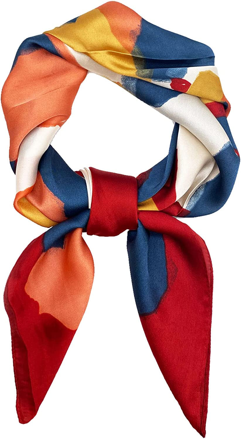 Fashion Hair Scarf for Women Lightweight Silk Feeling Head Scarves Square Bandanas 27.5× 27.5 Inches Apparel & Accessories > Clothing Accessories > Bandanas & Headties Roizsx C-wine Red Oil Painting