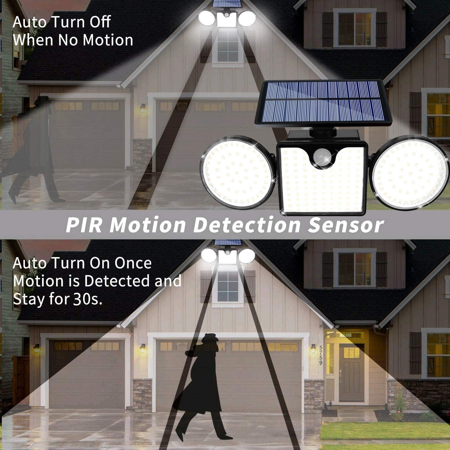 Fatpoom Solar Lights Outdoor 260 LED Solar Powered Wall Lights with Motion Sensor Dual Head Spotlights IP65 Waterproof 360° Adjustable Solar Motion Lights Outdoor for Front Door Yard Garden (1 Pack) Apparel & Accessories > Jewelry > Body Jewelry Fatpoom