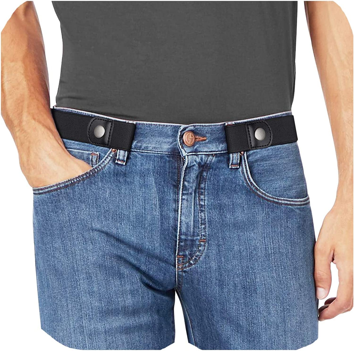 No Buckle Stretch No Show Belt for Men 1.38 Inches Wide, Buckless Invisible Elastic Belt for Jeans Pants by WHIPPY Apparel & Accessories > Clothing Accessories > Belts WHIPPY 3-black S: Suit Pant Size 30-48 Inches