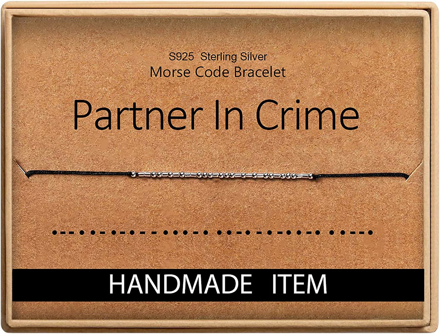 Inspirational Gifts for Women Morse Code Bracelets for Women Funny Bracelet for Friend Funny Christmas Gift for Women Apparel & Accessories > Jewelry > Bracelets Monily 19-PARTNER IN CRIME