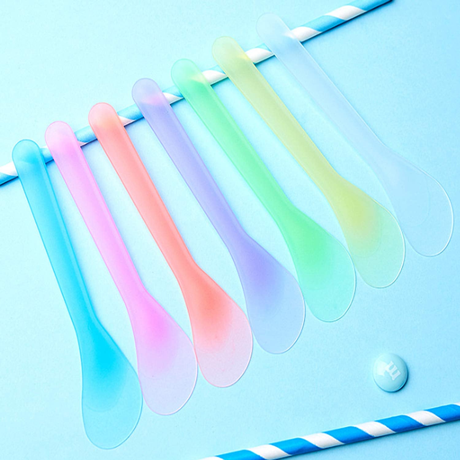 Goiio 100 PCS Cosmetic Spatula, 4.8'' Disposable Plastic Makeup Tools Spoon for Mixing and Sampling (Multi-Color) Health & Beauty > Personal Care > Cosmetics > Cosmetic Tools > Skin Care Tools Goiio