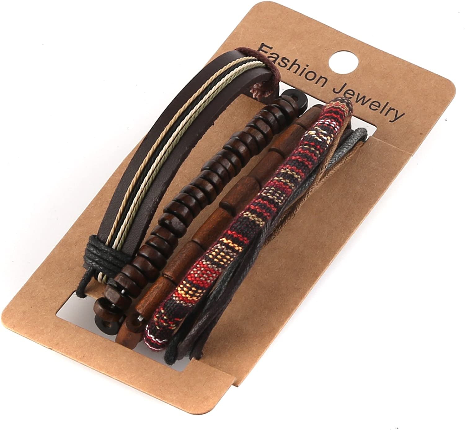 HZMAN Wrap Bracelets Men Women, Hemp Cords Wood Beads Ethnic Tribal Bracelets, Leather Wristbands Apparel & Accessories > Jewelry > Bracelets HZMAN