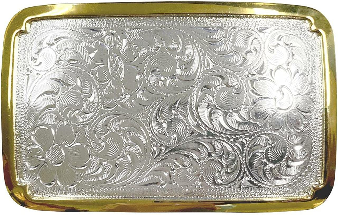 Western Floral Eagle Dogs Birds Star Replacement Belt Buckle Fits 1-1/2"(38Mm) Belt Strap-Multi-Style Options Apparel & Accessories > Clothing Accessories > Belt Buckles Belts.com Type Buckle V3 - H8134 Bright Silver Gold 1-1/2"