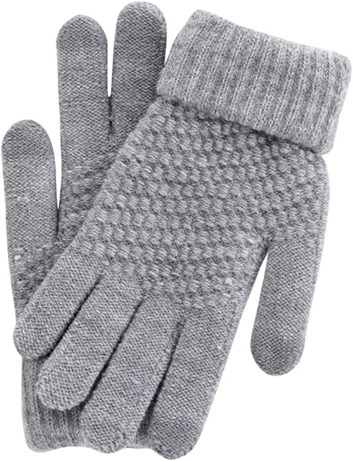 Eseres Winter Touchscreen Gloves Unisex Knitted Warm Gloves for Men Women Touch Screen Stretchy Mitten Haling Hands Apparel & Accessories > Clothing Accessories > Gloves & Mittens Eseres Grey