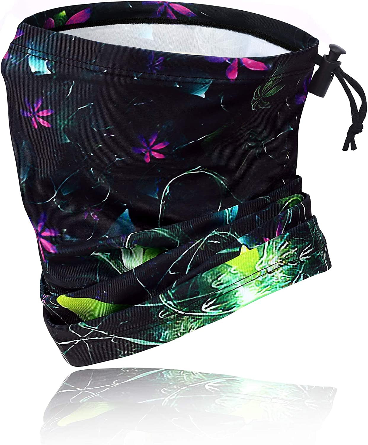 MOBUR Neck Gaiter Face Scarf Mask Bandana Dust Face Mask Headband with Adjustable Tie behind Head Straps Apparel & Accessories > Clothing Accessories > Bandanas & Headties MOBUR Black Lotus